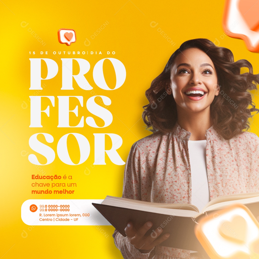 Dia Do Professor 15 de Outubro Social Media PSD Editável