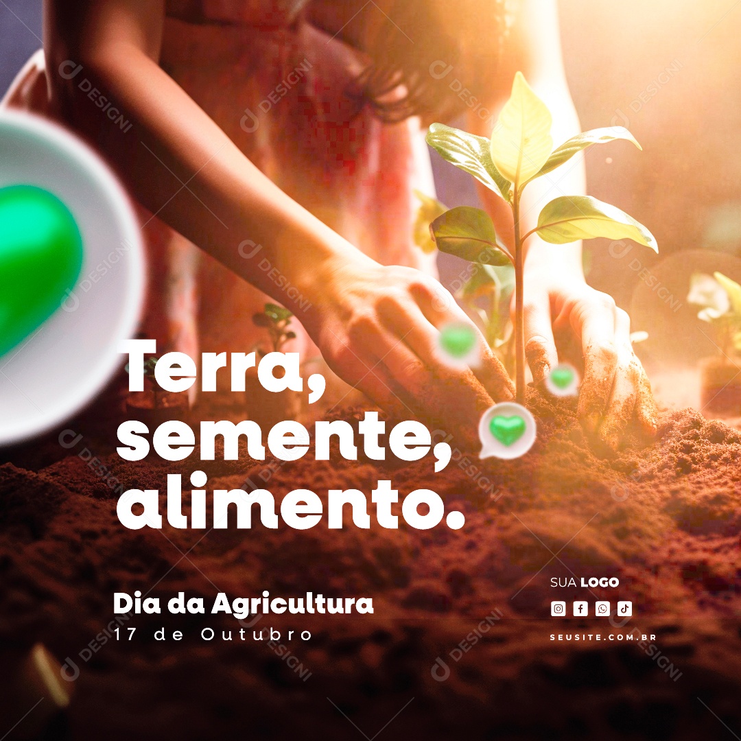 Dia da Agricultura Terra Semente Alimento Social Media PSD Editável