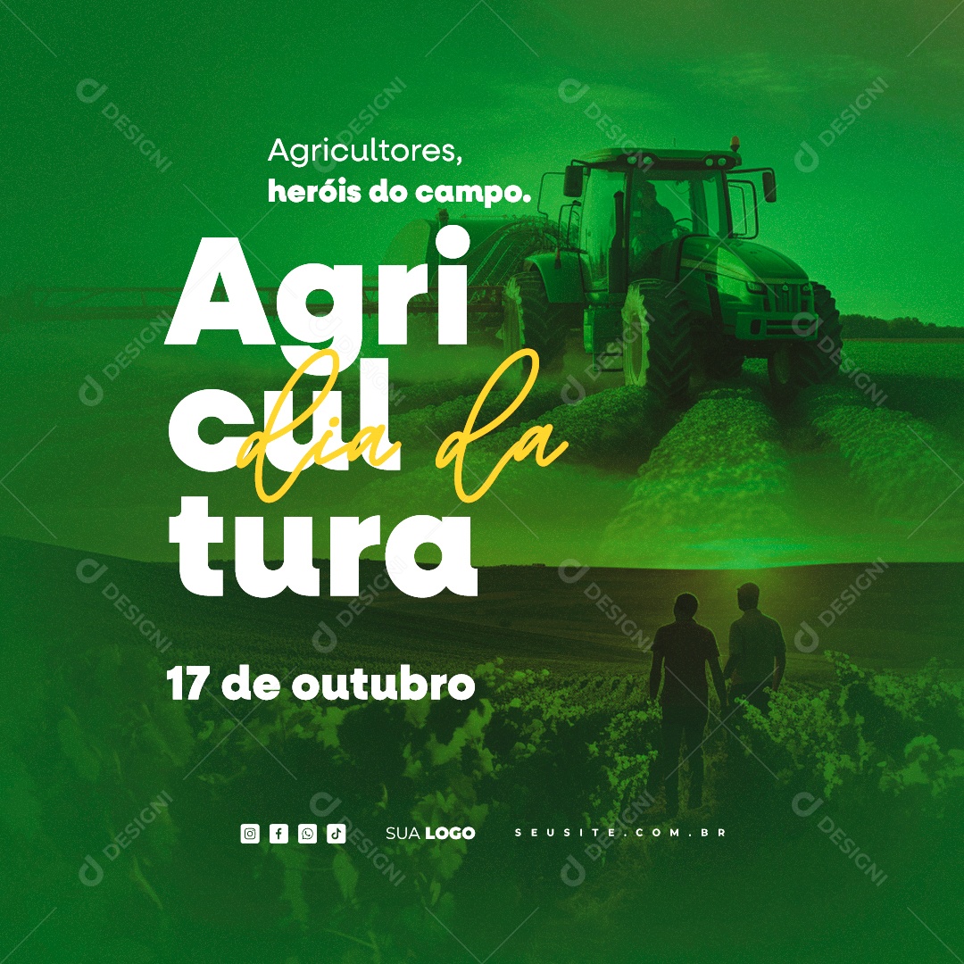 Dia da Agricultura 17 de Outubro Agricultores Heróis do Campo Social Media PSD Editável