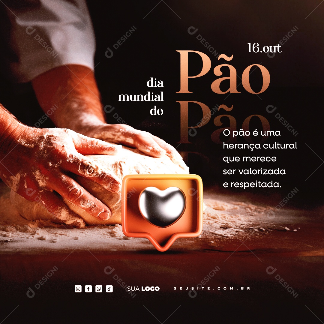 Dia Mundial do Pão O Pão é uma Herança Cultural Social Media PSD Editável