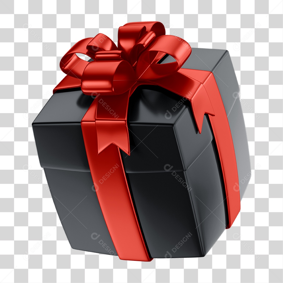 Caixa de Presente com Laço Vermelho PNG Transparente