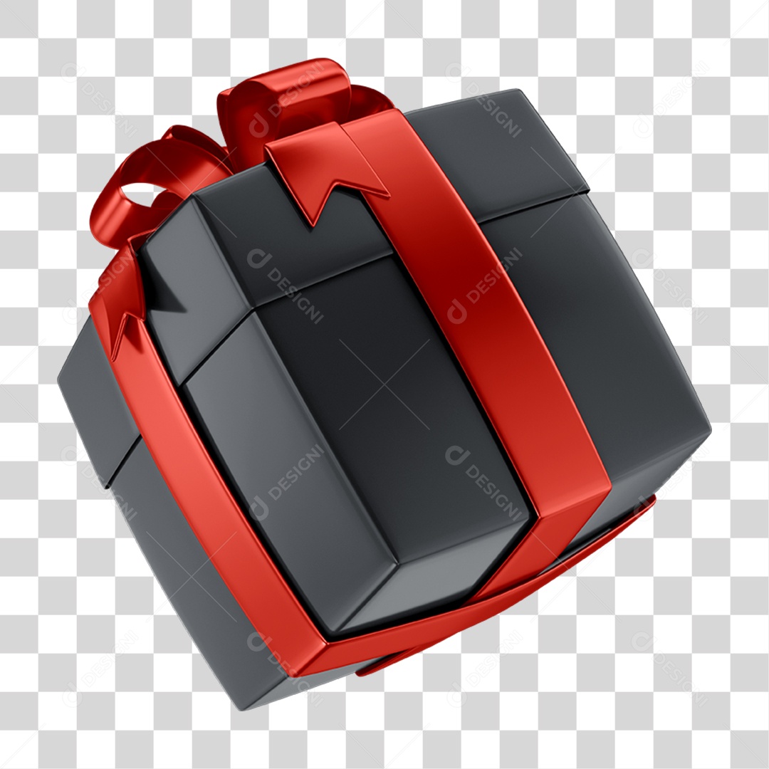 Caixa de Presente com Laço Vermelho PNG Transparente