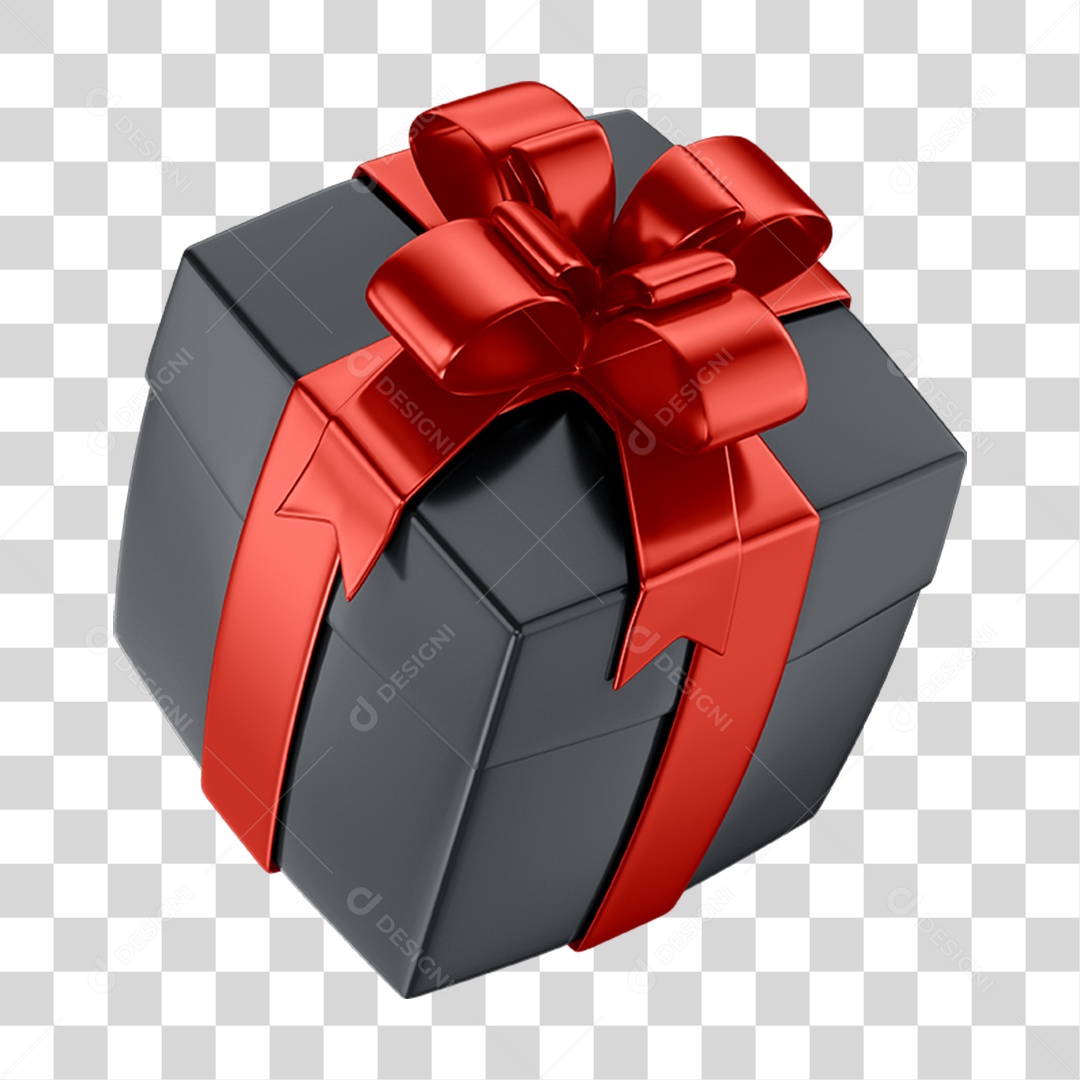 Caixa de Presente com Laço Vermelho PNG Transparente
