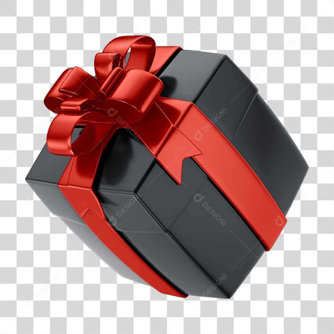 Caixa de Presente com Laço Vermelho PNG Transparente
