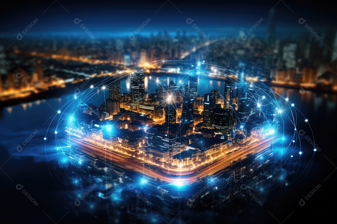 Tecnologia da informação digital holograma futurista da web com computação em nuvem IA generativa