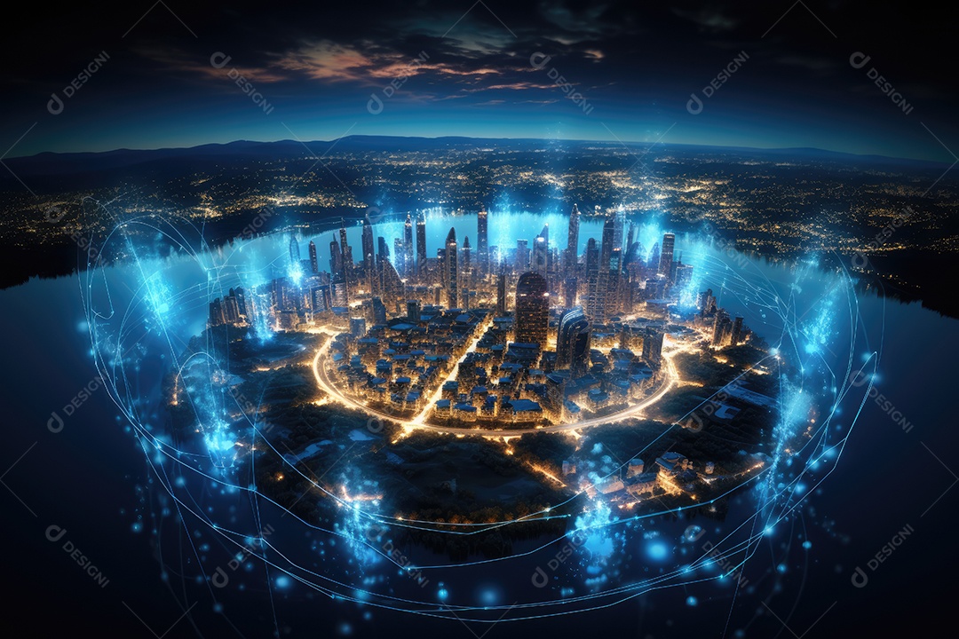 Tecnologia da informação digital holograma futurista da web com computação em nuvem IA generativa