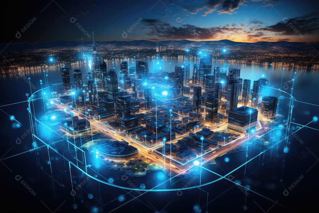 Tecnologia da informação digital holograma futurista da web com computação em nuvem IA generativa