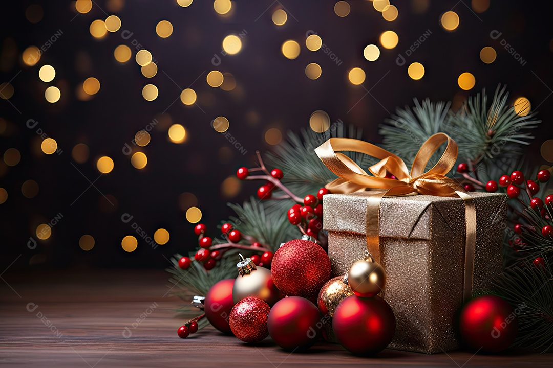 Fundo de natal com galhos de pinheiro