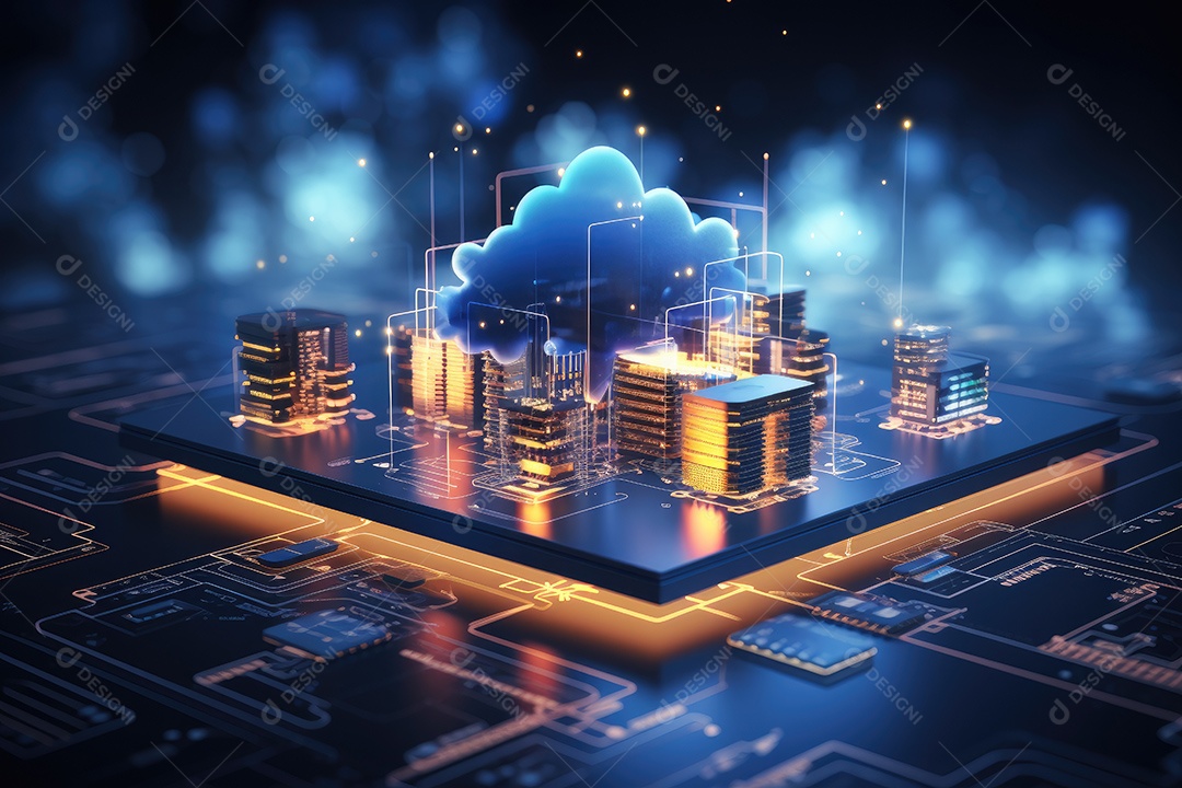 Processador de chipset de inteligência artificial em placa de circuito trabalhando em análise de dados aprendizado de máquina e conceito de tecnologia futurista IA generativa