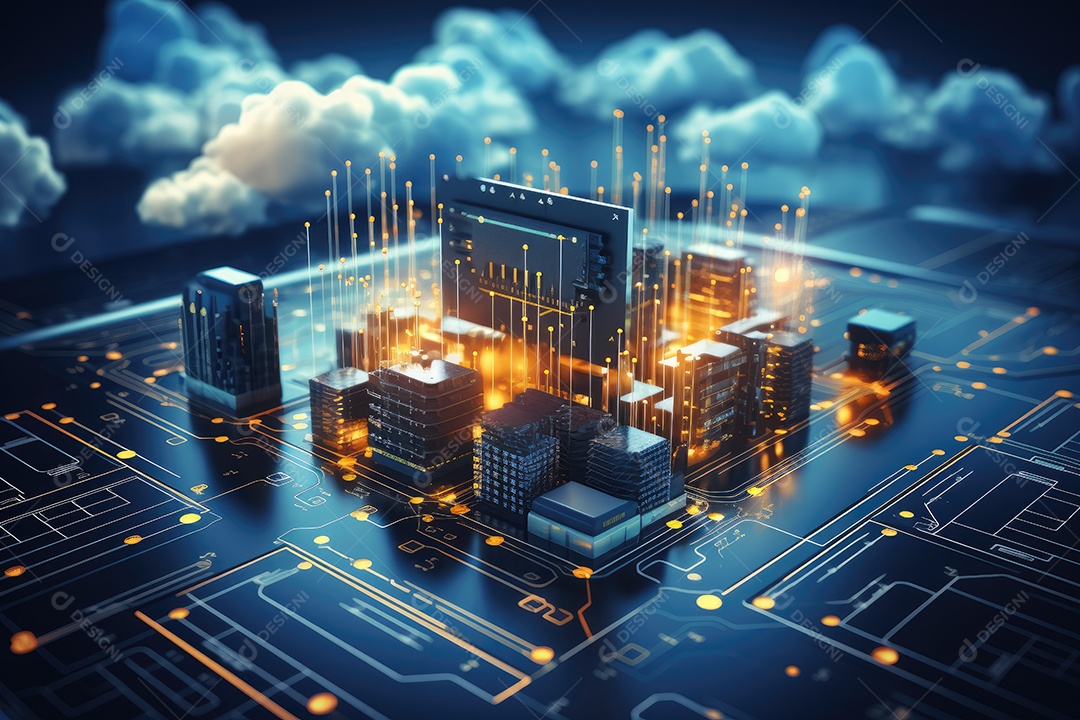 Processador de chipset de inteligência artificial em placa de circuito trabalhando em análise de dados aprendizado de máquina e conceito de tecnologia futurista IA generativa