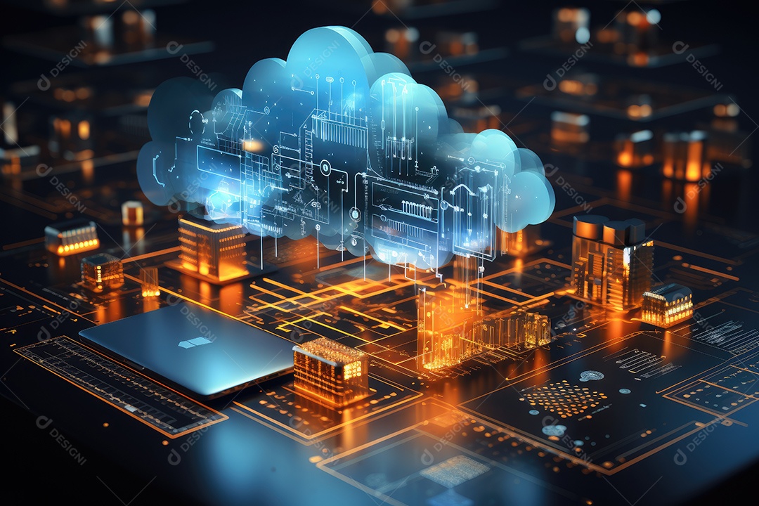 Processador de chipset de inteligência artificial em placa de circuito trabalhando em análise de dados aprendizado de máquina e conceito de tecnologia futurista IA generativa