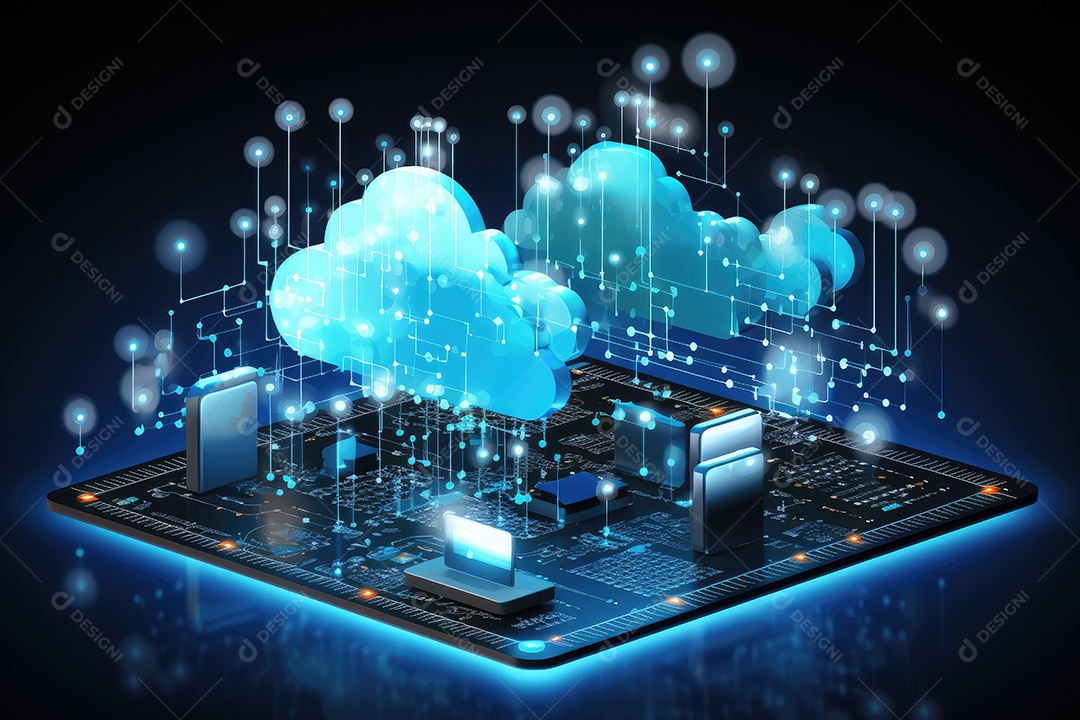 Processador de chipset de inteligência artificial em placa de circuito trabalhando em análise de dados aprendizado de máquina e conceito de tecnologia futurista IA generativa