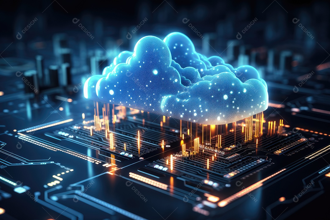 Processador de chipset de inteligência artificial em placa de circuito trabalhando em análise de dados aprendizado de máquina e conceito de tecnologia futurista IA generativa