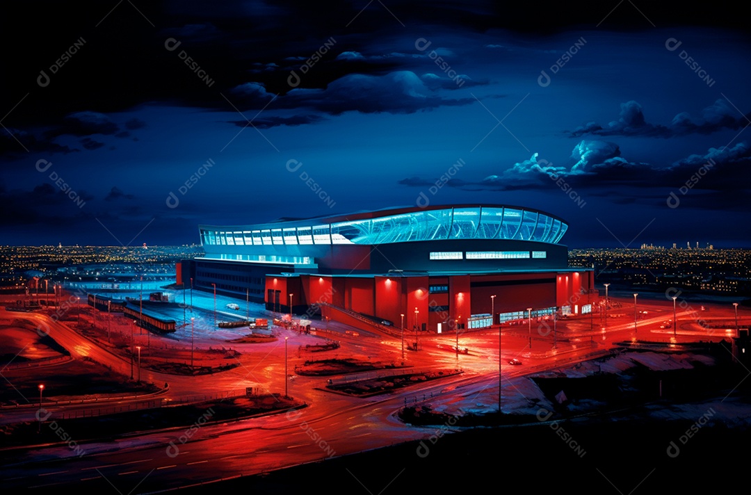 Pintura digital de estádio de futebol europeu