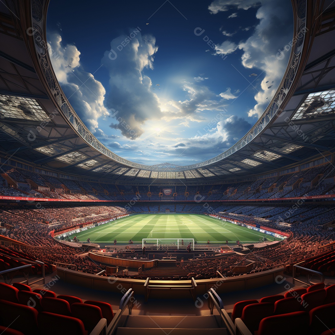 Pintura digital de estádio de futebol europeu