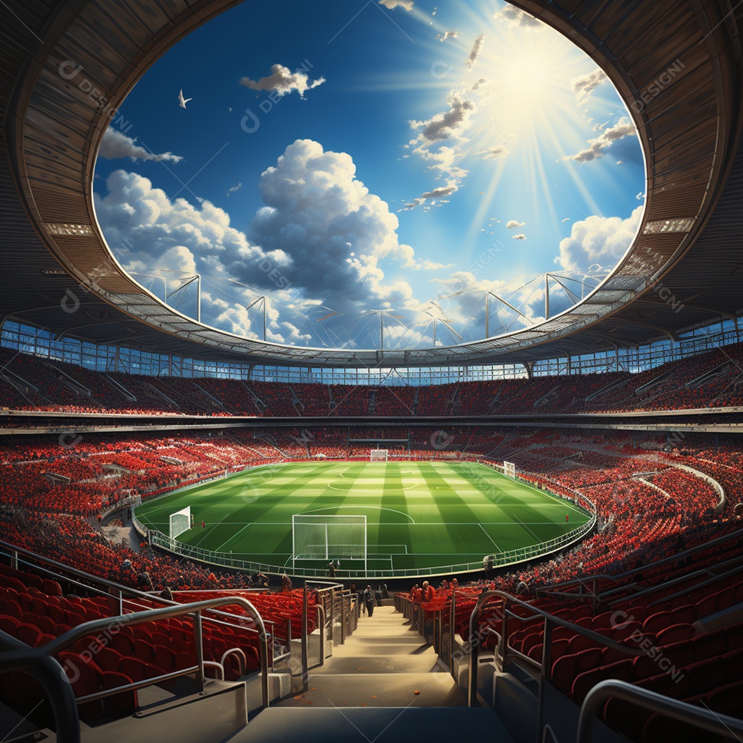 Pintura digital de estádio de futebol europeu