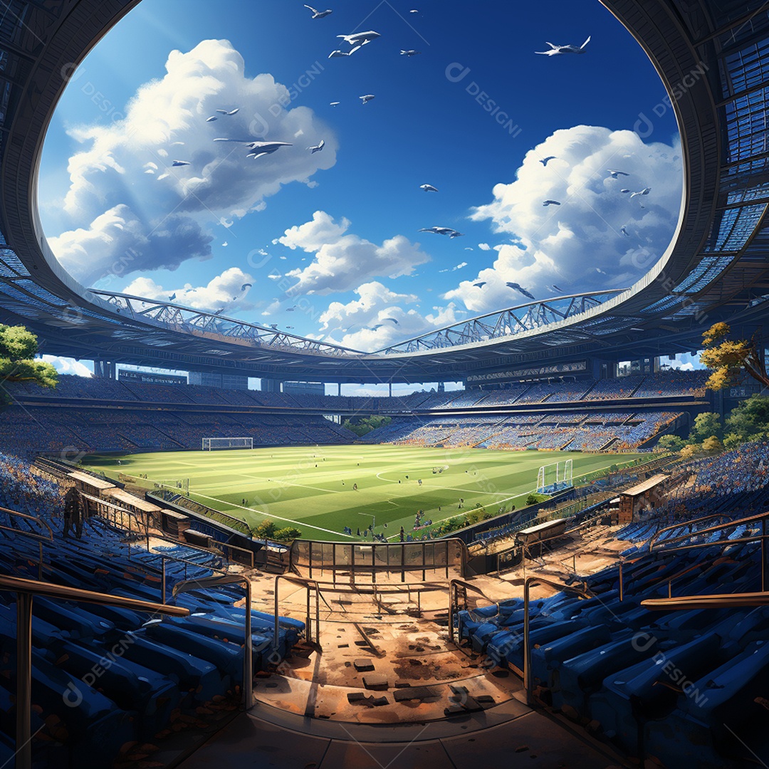 Pintura digital de estádio de futebol europeu