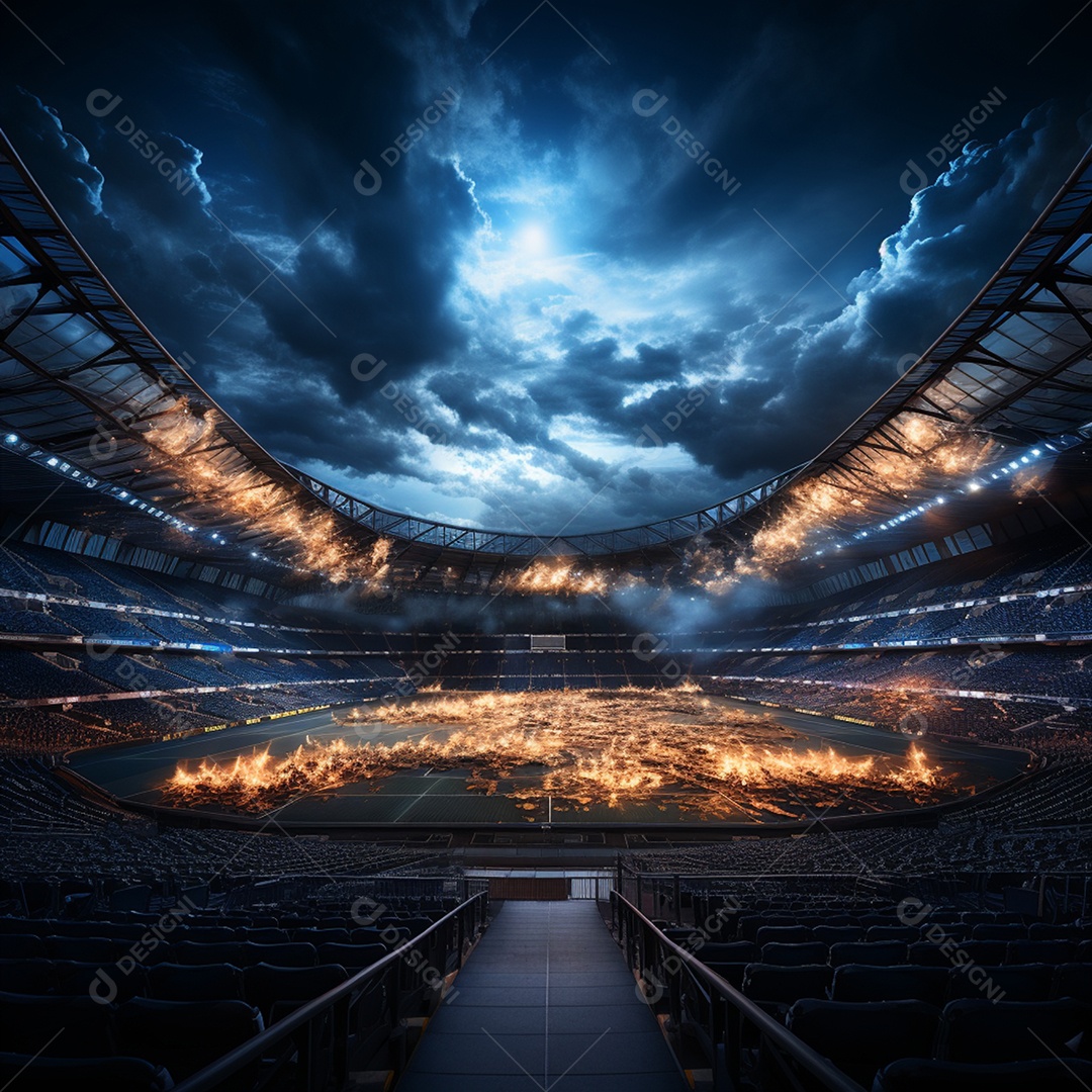 Pintura digital de estádio de futebol europeu