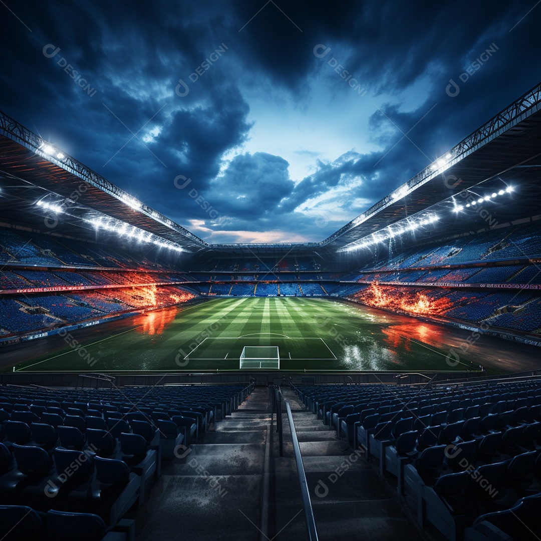 Pintura digital de estádio de futebol europeu