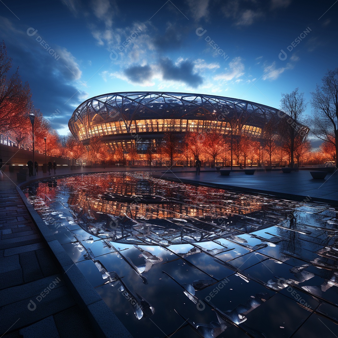 Pintura digital de estádio de futebol europeu