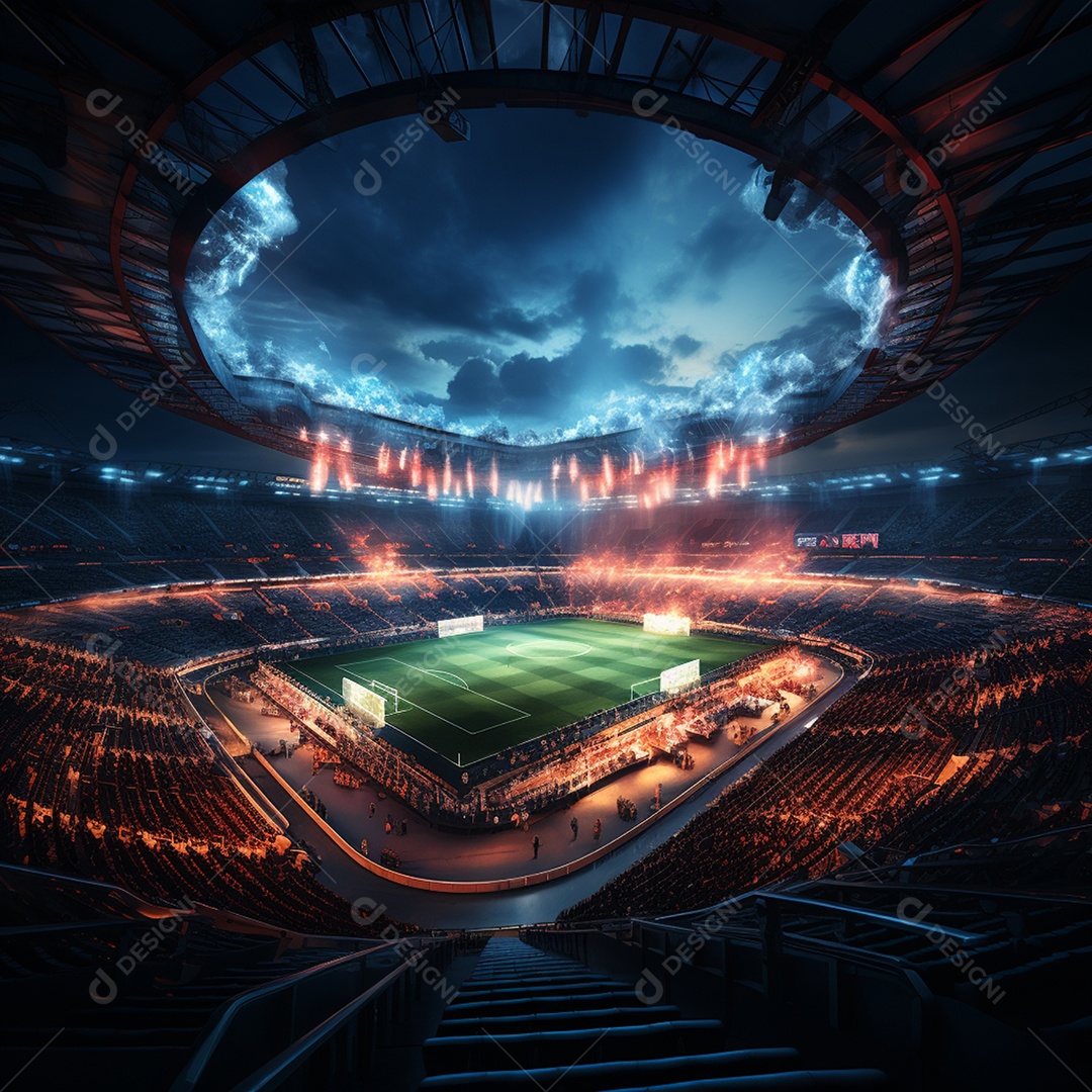 Pintura digital de estádio de futebol europeu