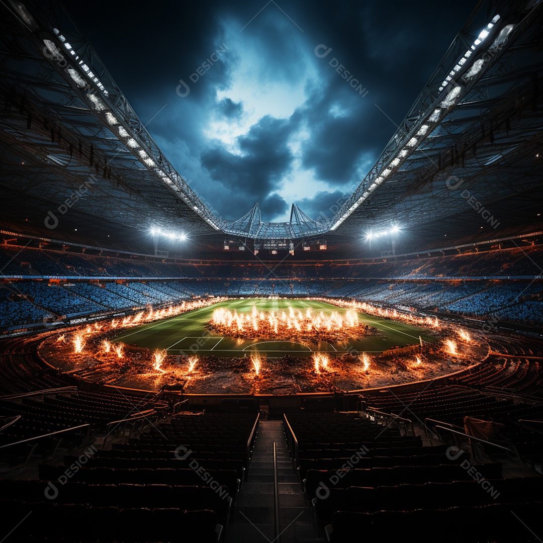 Pintura digital de estádio de futebol europeu