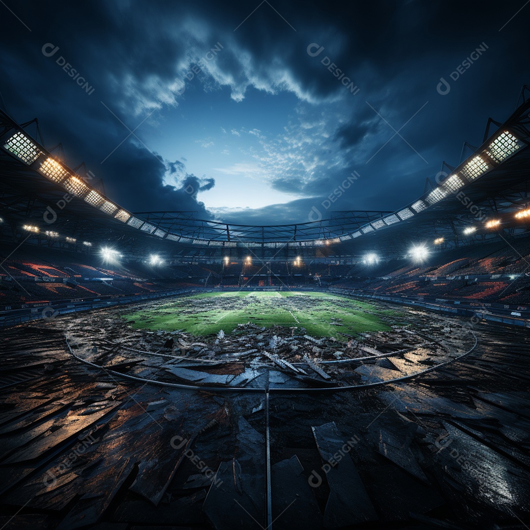 Pintura digital de estádio de futebol europeu