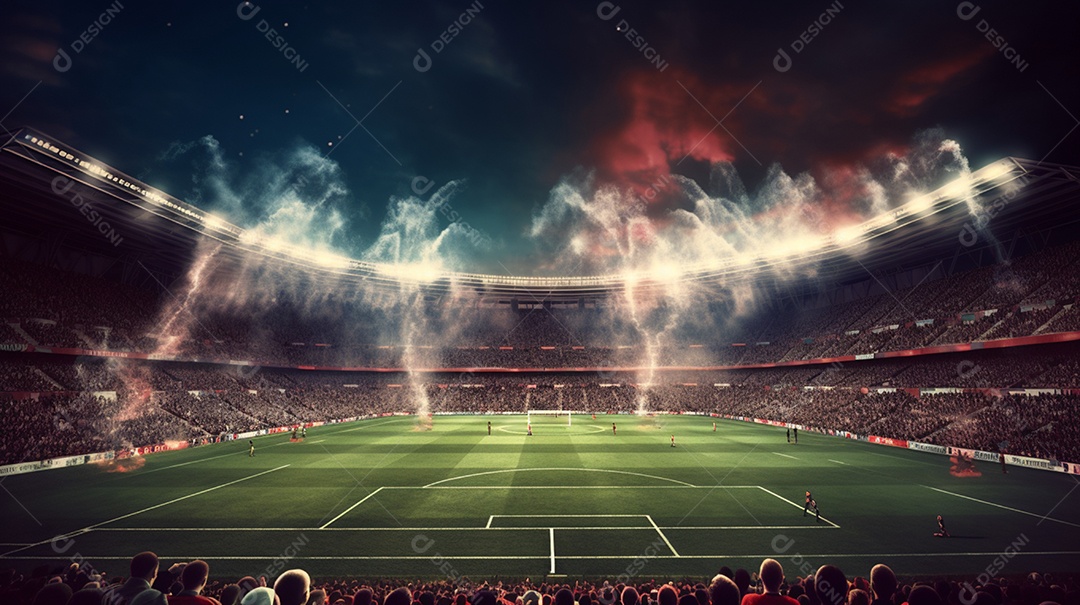 Pintura digital de estádio de futebol europeu