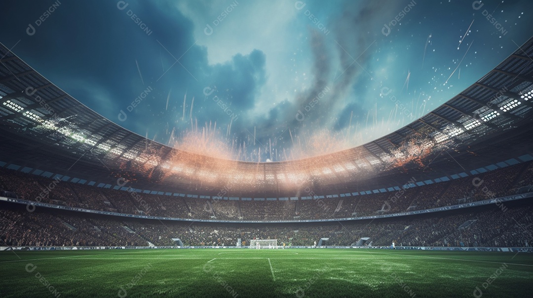 Pintura digital de estádio de futebol europeu