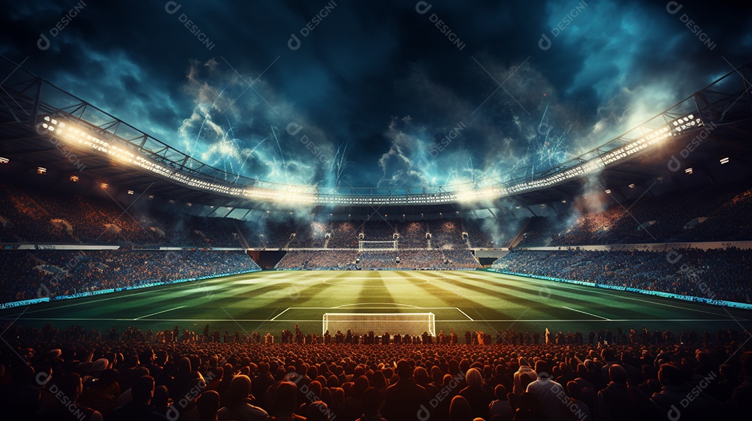 Pintura digital de estádio de futebol europeu