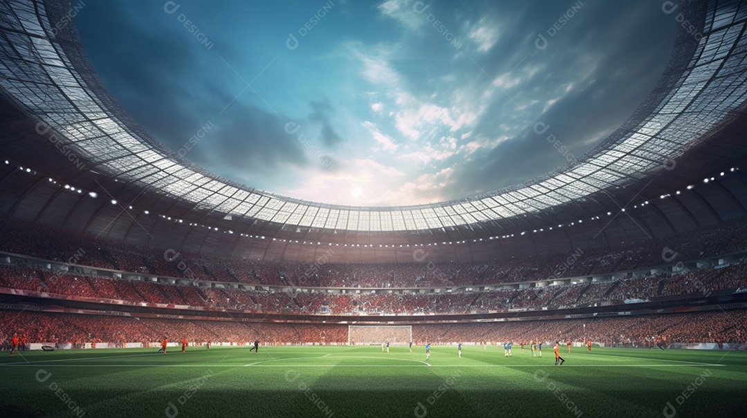 Pintura digital de estádio de futebol europeu