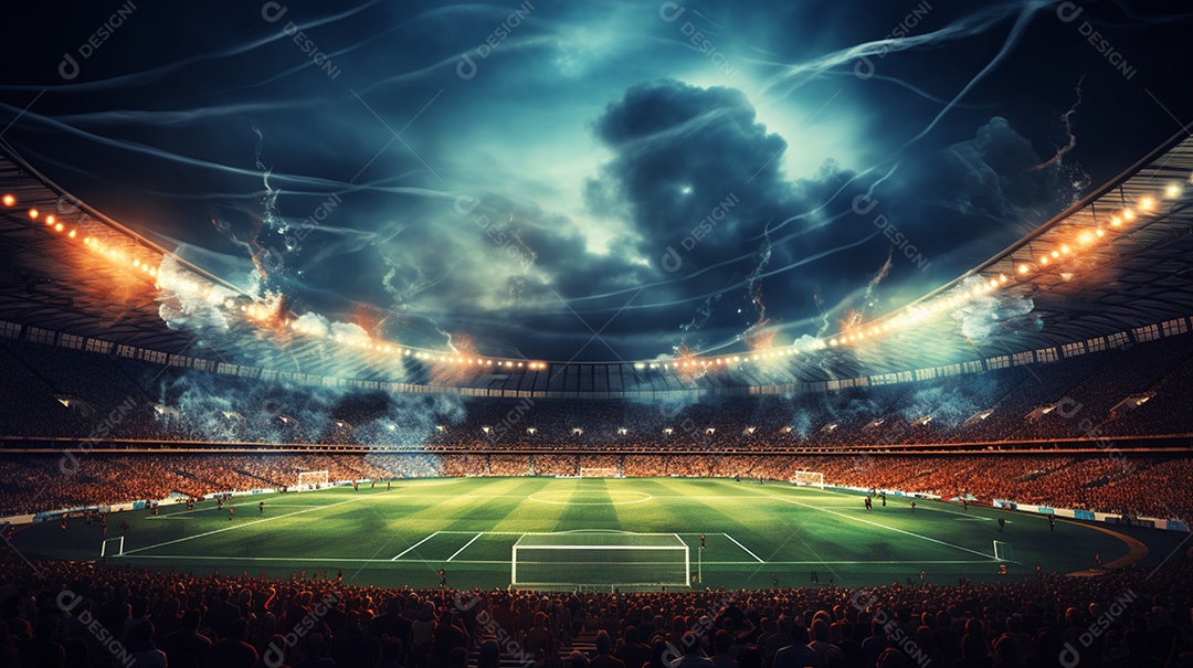 Pintura digital de estádio de futebol europeu