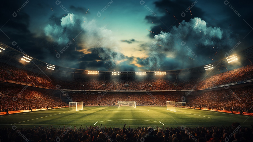 Pintura digital de estádio de futebol europeu