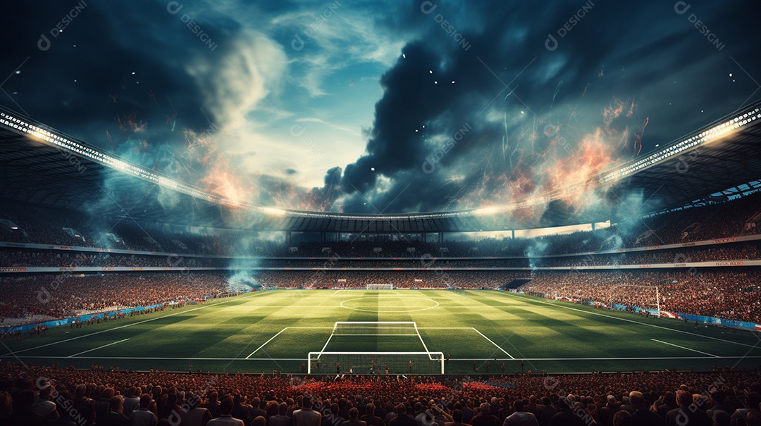 Pintura digital de estádio de futebol europeu