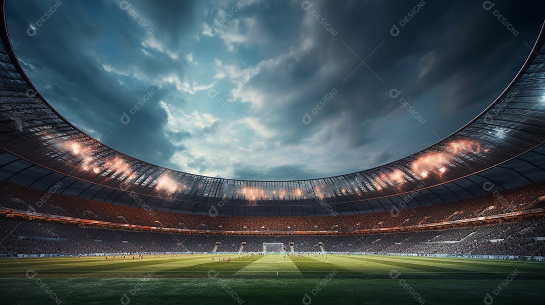 Pintura digital de estádio de futebol europeu