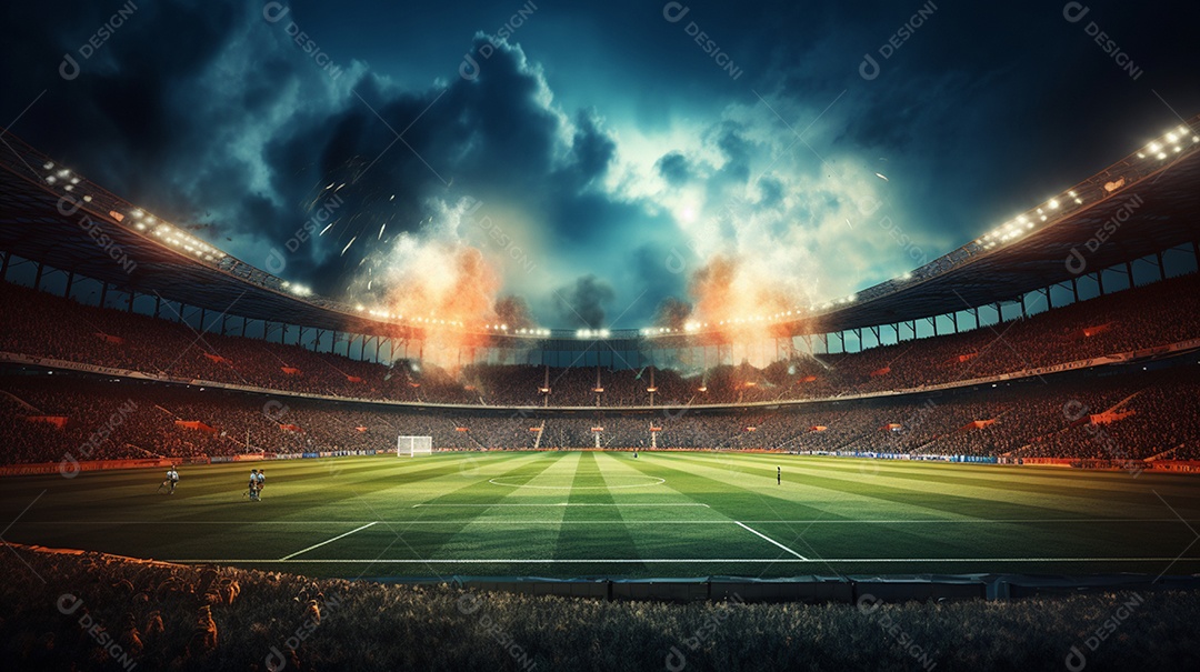 Pintura digital de estádio de futebol europeu