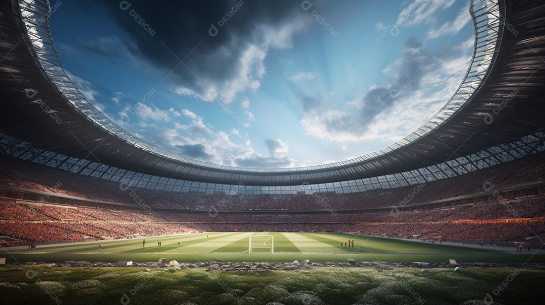 Pintura digital de estádio de futebol europeu