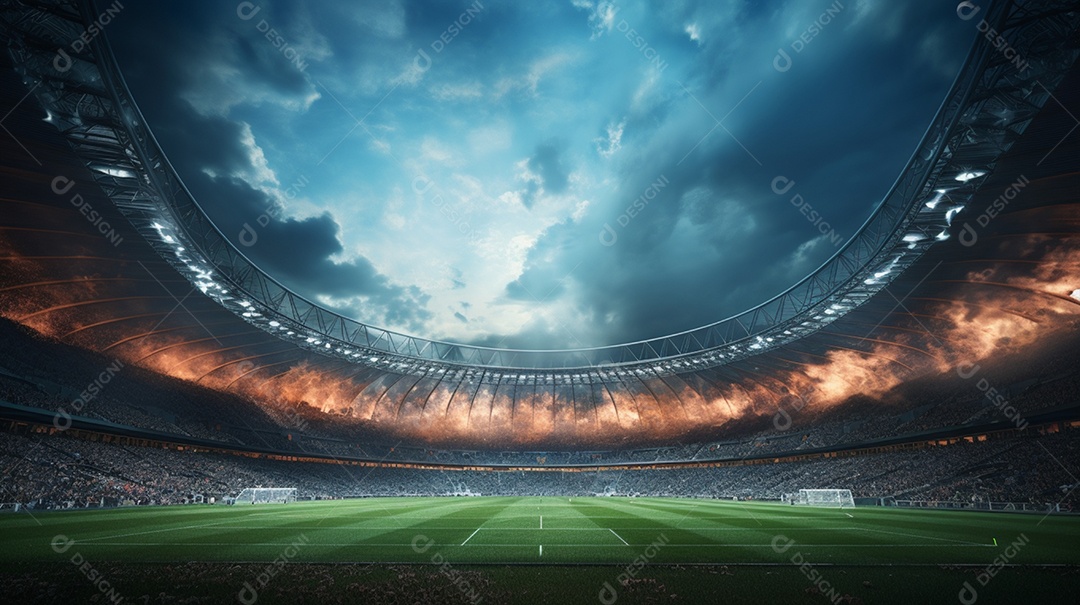 Pintura digital de estádio de futebol europeu