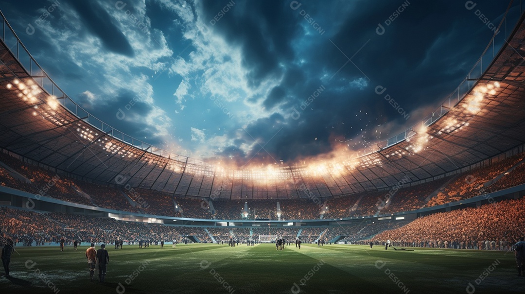 Pintura digital de estádio de futebol europeu