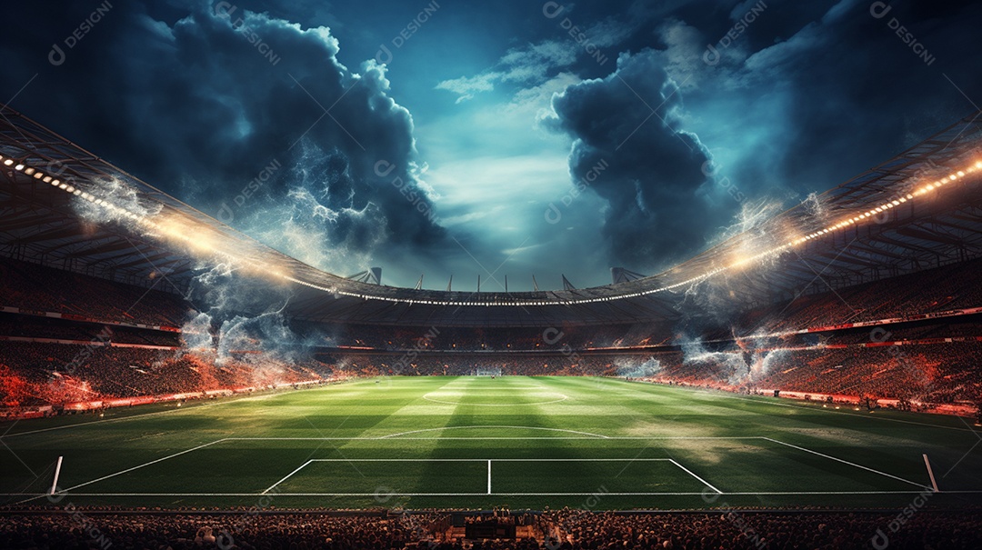 Pintura digital de estádio de futebol europeu