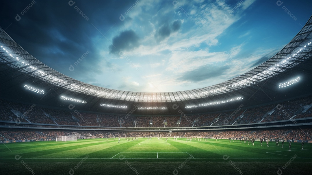 Pintura digital de estádio de futebol europeu