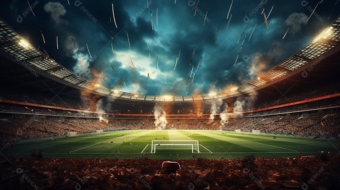 Pintura digital de estádio de futebol europeu