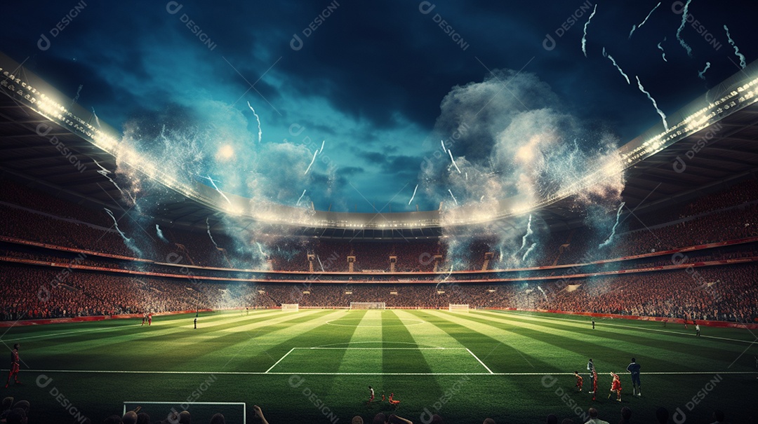 Pintura digital de estádio de futebol europeu