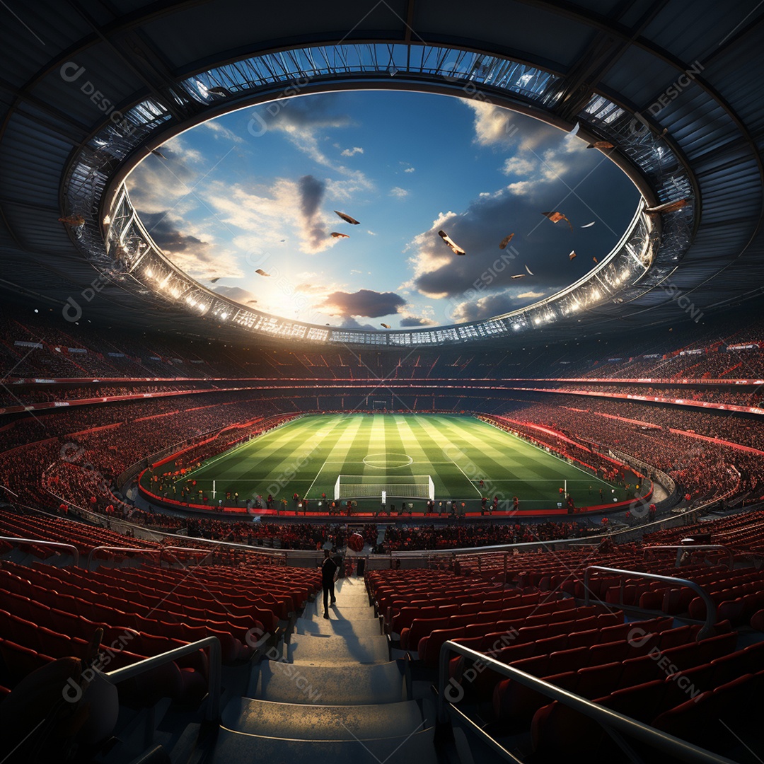 Pintura digital de estádio de futebol europeu