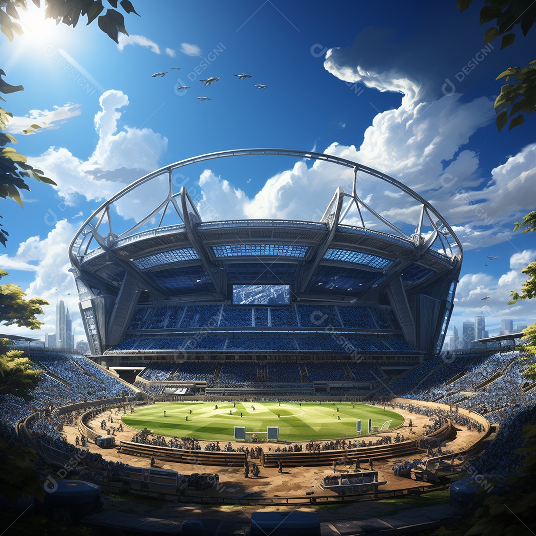 Pintura digital de estádio de futebol europeu