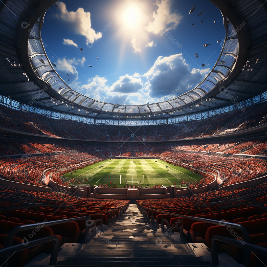 Pintura digital de estádio de futebol europeu