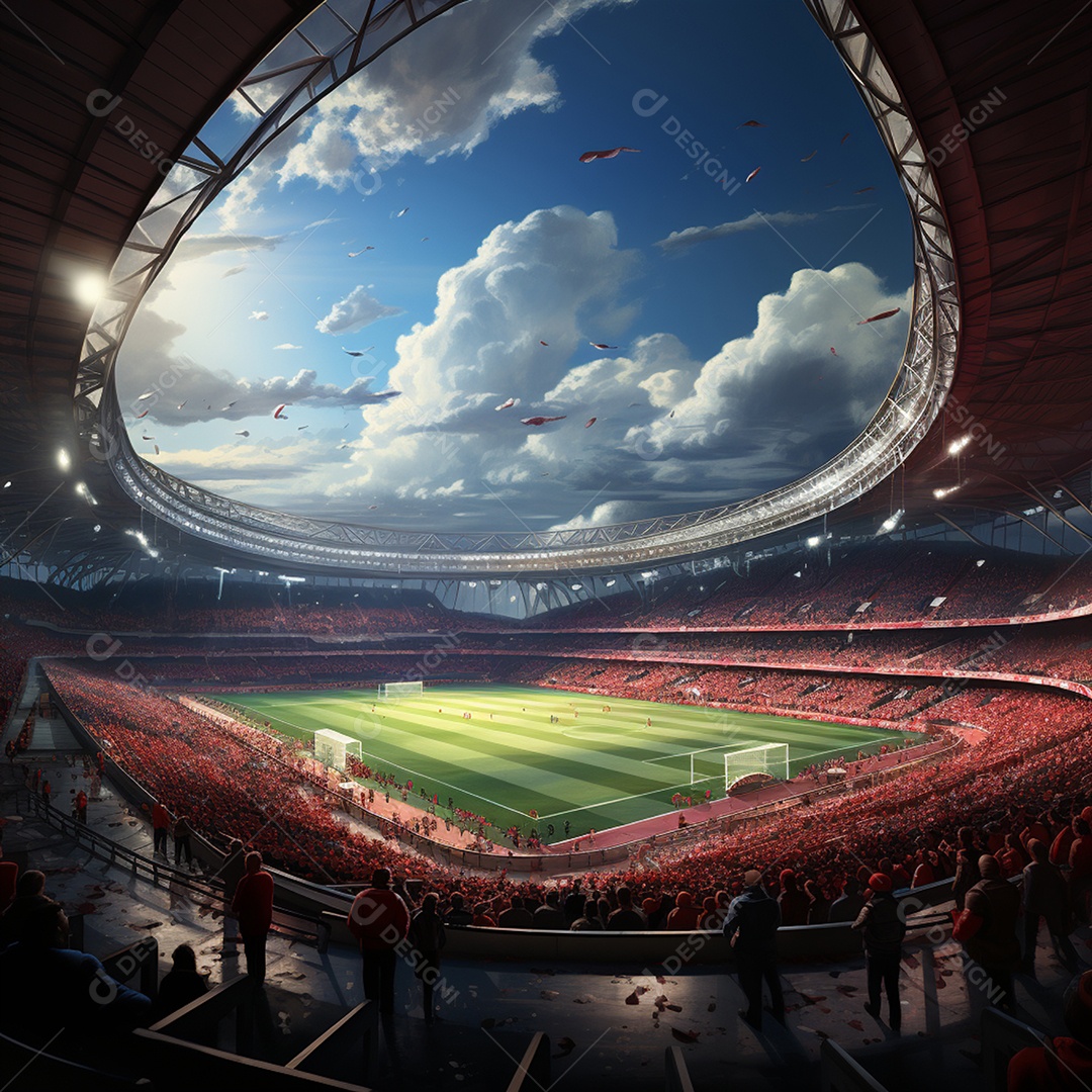 Pintura digital de estádio de futebol europeu