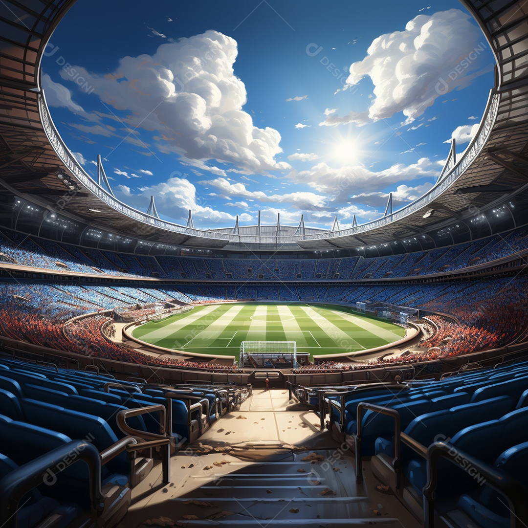 Pintura digital de estádio de futebol europeu