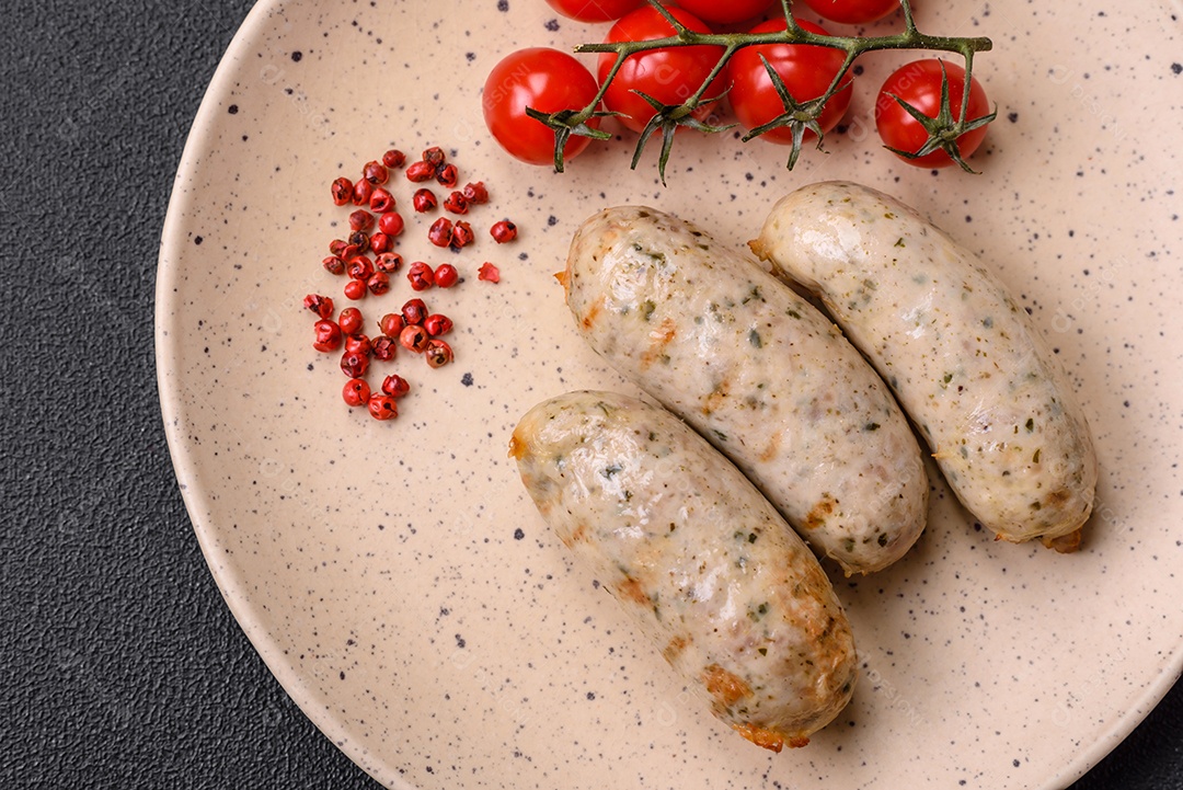 Salsichas proteína vegetal seitan sem carne soja trigo sabor clássico lanche vegetariano ou vegano pronto para comer na mesa lanche saudável