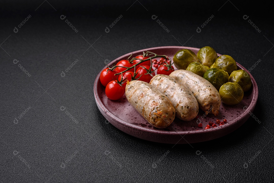 Salsichas proteína vegetal seitan sem carne soja trigo sabor clássico lanche vegetariano ou vegano pronto para comer na mesa lanche saudável